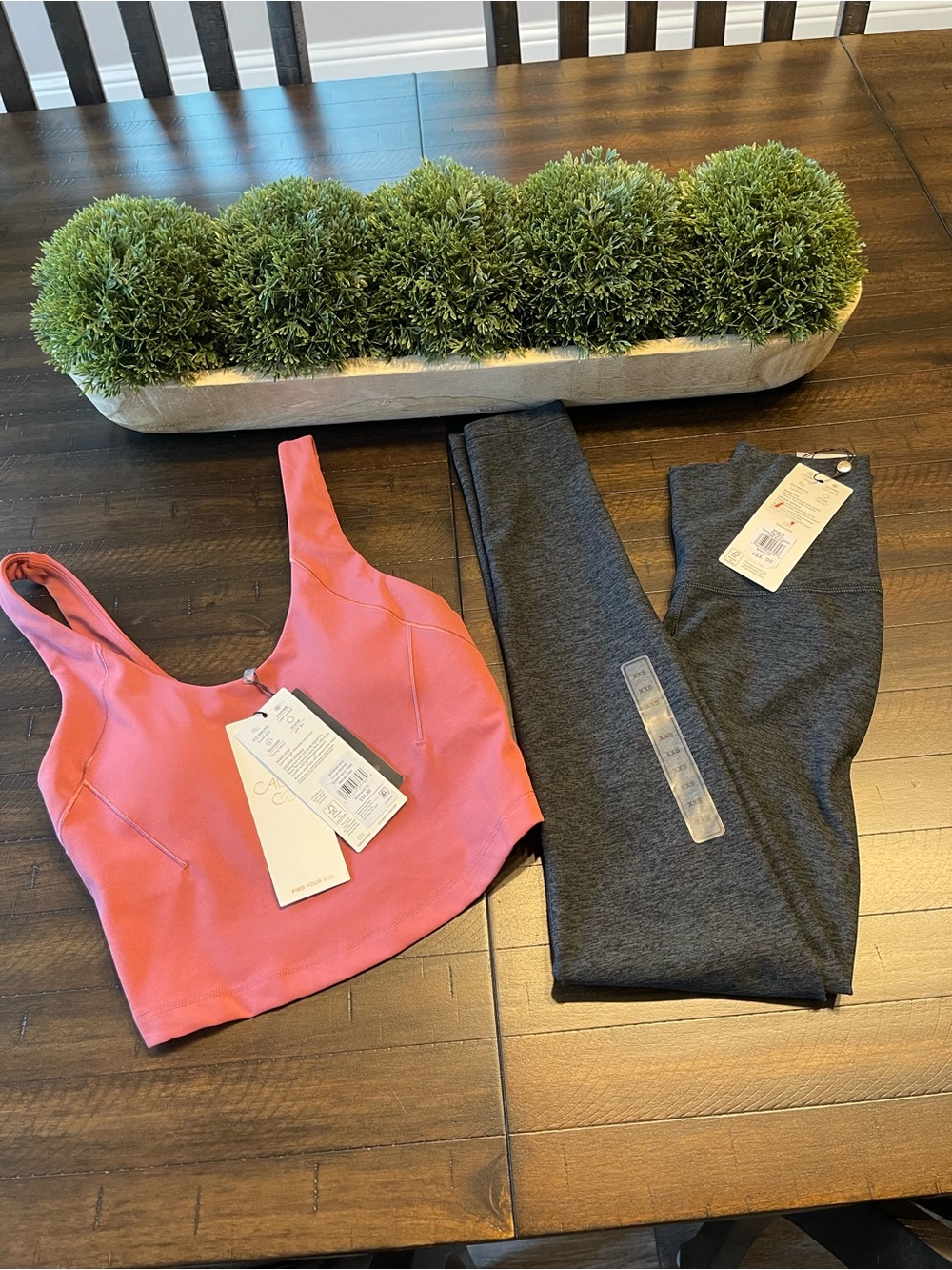 CALIA by Carrie Underwood Coral Pink Sports Bra and Charcoal leggings Bundle